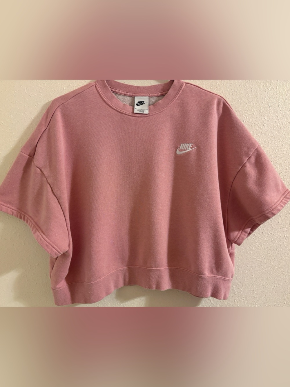 Nike Pink Crew Sweatshirt with White Embroidered Swoosh